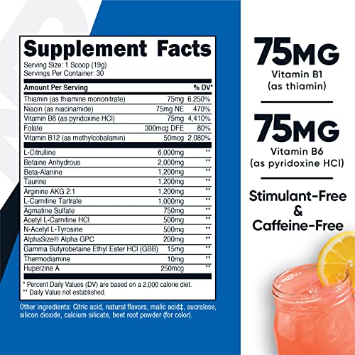 Nutricost Stim-Free Pre-Workout, 30 Servings (Pink Lemonade) - Non-GMO, Gluten Free