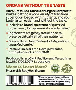 100% Grass-Fed Glandular Organ Complex: A Primal superfood Blend of Beef Liver, Heart, Kidney and More! (150 Capsules)