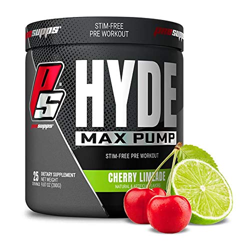 ProSupps Hyde Max Pump Pre Workout for Men and Women - Nitric Oxide Supplement for Energy, Pump and Endurance - Stimulant Free Pre Workout to Promote Blood Flow (Cherry Limeade, 25 Servings)