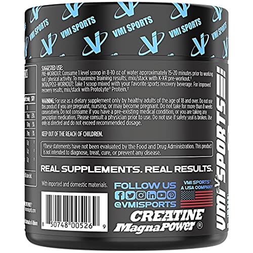 VMI Sports | S.M.A.R.T. Creatine | Creatine Powder Supplement | Boost Muscle Strength, Stamina, Recovery, and Energy | Ideal for Pre- or Post-Workout Drinks | Sugar Free (Unflavored, 30 Servings)