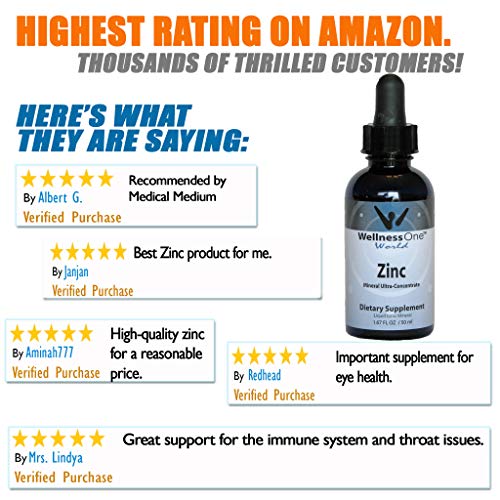 Pure Zinc Liquid Drops - Best Ionic Zinc Supplement (10 Drops = Zinc 15mg per Serving) 50 ml Bottle - Zinc Sulfate immune support | Easy to Swallow and Adjust Serving Size Zinc for Kids, Men and Women