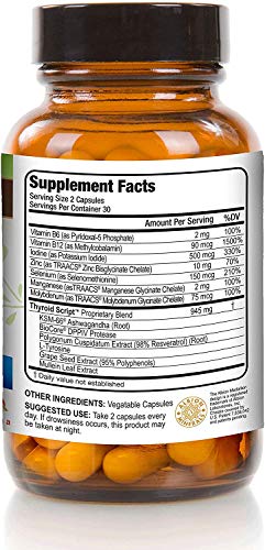 Thyroid Script Supplement - Supports Healthy Thyroid, T3 Activation, Immunity - Adrenal and Energy Function - DPPIV Enzyme for Gluten and Dairy Metabolism by Suzy Cohen