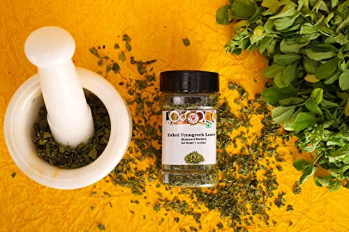 TAJ Premium Indian Kasoori Methi, Dried Fenugreek Leaves, 1oz (28g)