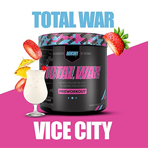 Redcon1 Total War - Pre Workout, Boost Energy, Increase Endurance and Focus, Beta-Alanine, 350mg Caffeine, Citrulline Malate, Nitric Oxide Booster - Keto Friendly (Vice City)