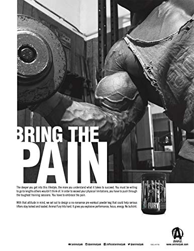 Animal Fury Pre Workout Powder Supplement for Energy and Focus 5g BCAA 350mg Caffeine Nitric Oxide Without Creatine Powerful Stimulant for Bodybuilders, Watermelon, Watermelon, 16.96 Ounce
