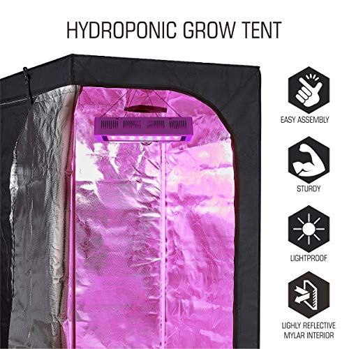 TopoLite Full Range Multiple Sized 48"x48"x80" Indoor Grow Tent Room 600D Mylar Hydroponic Growing Plant w/Plastic Corner (48"x48"x80")