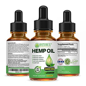 Organic Hemp Oil Extract Drops 3000mg - Ultra Premium Pain Relief Anti-Inflammatory, Stress & Anxiety Relief, Joint Support, Sleep Aid, Omega Fatty Acids 3 6 9, Non-GMO Ultra-Pure CO2 Extracted