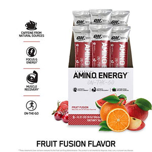 Optimum Nutrition Amino Energy - Pre Workout with Green Tea, BCAA, Amino Acids, Keto Friendly, Green Coffee Extract, Energy Powder - Fruit Fusion, 6 Count
