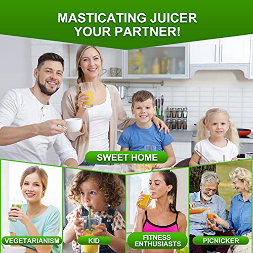 Aobosi Slow Masticating Juicer Machine, Cold Press juicer Extractor, Quiet Motor, Reverse Function, High Nutrient Fruit and Vegetable Juice with Juice Jug & Brush for Cleaning, Gray