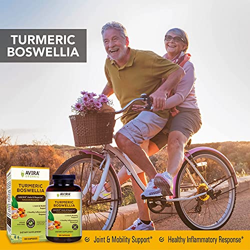 Avira Organic Turmeric Boswellia - Super Fusion with Amla, Curcumin, Bioperine, Traditional Joint Care Blend with Guggulu, Ashwagandha and Ginger Known to Support Joint and Mobility Health, Non-GMO