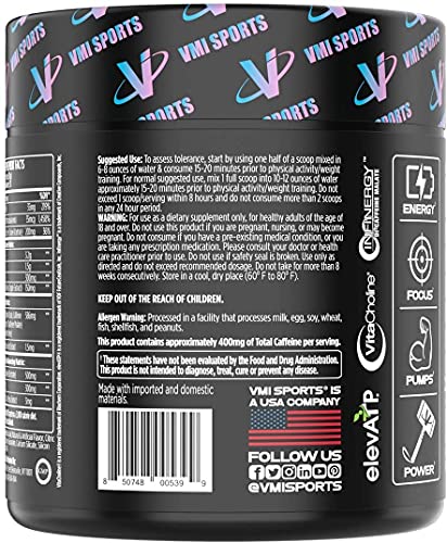 VMI Sports | K-XR Pre-Workout Energy Powder | Intense Energy Pre-Workout Drink for Men and Women| Creatine-Free | Enhanced Focus and Increased Endurance | Pre-Workout Powder (Miami Vice, 30 Servings)