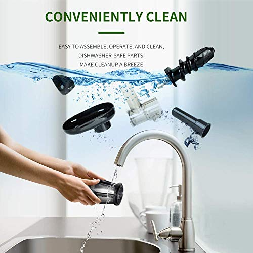 Slow Juicer, Jocuu Slow Masticating Juicer Machine Easy to Clean, Cold Press Juicer with 2-Speed Modes, Juice Extractor with Quiet Motor/Reverse Function, with Brush & Fruit Vegetable Juice Recipes