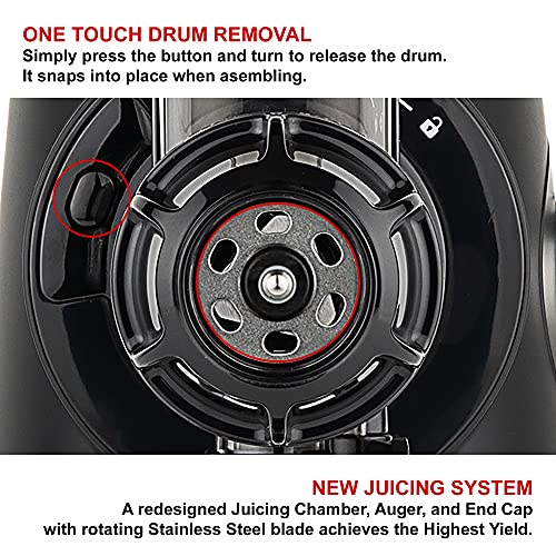 SANA 727 Supreme Slow Juicer Low Speed Masticating Juicer Extractor 4 Variable Speeds 120 RPM Large Capacity for Fruits and Vegetables, Milks, Butters Includes 132 Page Recipe Book US Voltage, Black