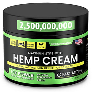 Hemp Cream - Made in USA - 4 fl oz - Fast Acting Cream with Arnica & Hemp Extract - Pain Relief Hemp Oil Cream for Inflammation, Skin, Back, Arthritis, Sore Muscle & Shoulder