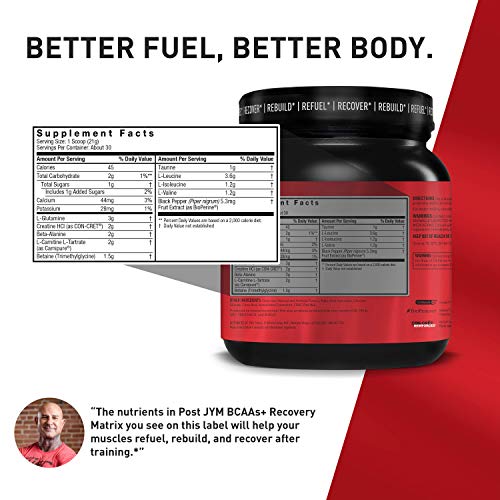 Post JYM Active Matrix - Post-Workout with BCAA's, Glutamine, Creatine HCL, Beta-Alanine, and More | JYM Supplement Science | Watermelon, 30 Servings