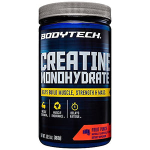 BodyTech 100 Pure Creatine Monohydrate 5GM, Fruit Punch Improve Muscle Performance, Strength Mass (16.5 Ounce Powder)