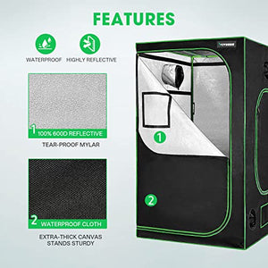 VIVOSUN 5x2.7ft Mylar Hydroponic Grow Tent with Observation Window and Floor Tray for Indoor Plant Growing