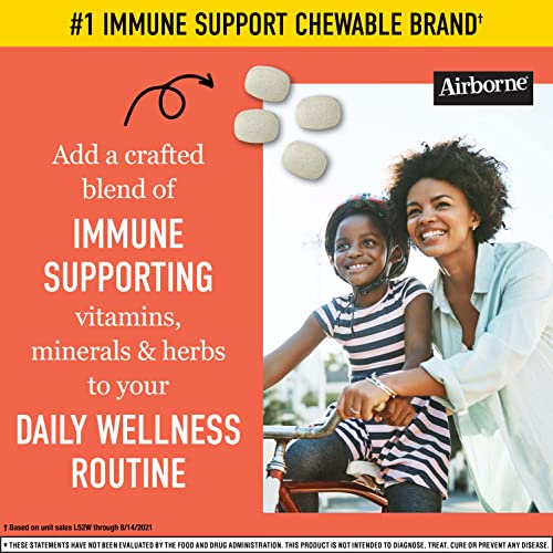 Airborne 1000mg Vitamin C Chewable Tablets with Zinc, Immune Support Supplement with Powerful Antioxidants Vitamins A C & E - (116 count bottle), Citrus Flavor, Gluten-Free