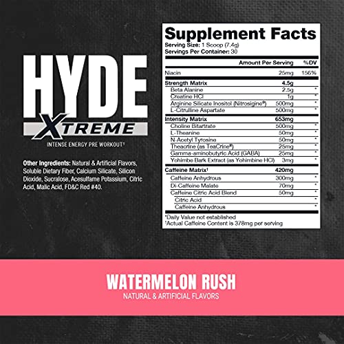 ProSupps Mr. Hyde Xtreme (Former NitroX) Pre-Workout Powder Energy Drink - Intense Sustained Energy, Pumps & Focus with Beta Alanine, Creatine & Nitrosigine, (30 Servings, Watermelon Rush)