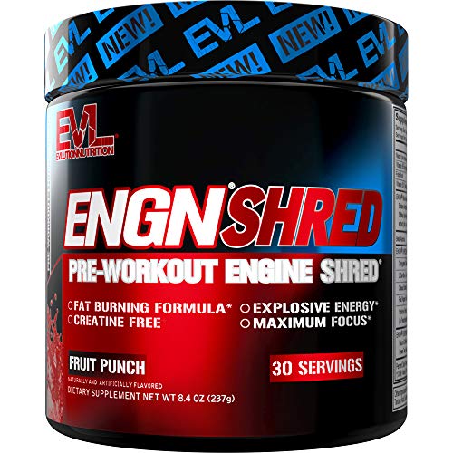 Evlution Nutrition ENGN Shred Pre Workout Powder, Energy, 30 Servings (Fruit Punch)