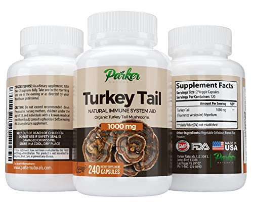 Premium Organic Turkey Tail Mushroom Capsules by Parker Naturals Supports Immune System Health. Nature's Original Superfood. 240 Capsules …