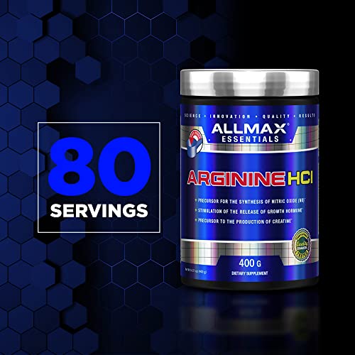 ALLMAX Nutrition Arginine, L - Arginine Powder for Men and Women, Provides Cardiovascular Support & Muscle Growth, Helps Improve Synthesis of Nitric Oxide & Blood Flow, 400 grams