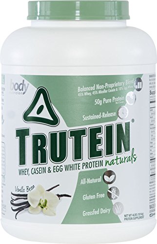 Body Nutrition Protein Powder - Trutein Naturals Vanilla Bean 4lb Whey, Casein & Egg White - Natural Low Carb Keto Friendly Drink - Lean Muscle Builder, Weight Loss, Workout, Recovery