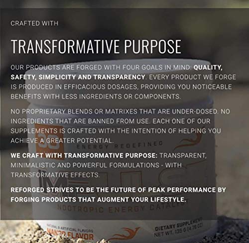 Reforged Impulse ─ Nootropic Energy Drink ─ Cognitive Enhancer and Energy Booster ─ W/CDP-Choline, Huperzine A, N-Acetyl L-Tyrosine, Caffeine ─ Mango, 40 Servings