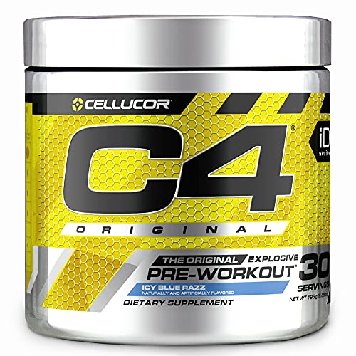 C4 Original Pre Workout Powder ICY Blue Razz - Vitamin C for Immune Support - Sugar Free Preworkout Energy for Men & Women - 150mg Caffeine Plus Beta Alanine Plus Creatine - 30 Servings