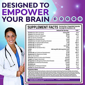 41 in 1 Brain Booster Supplement for Focus, Memory, Clarity, Energy, Concentration | Natural Nootropics Brain Support Supplement with DMAE, Bacopa Monnieri & More | for Men & Women | 120 V Capsules