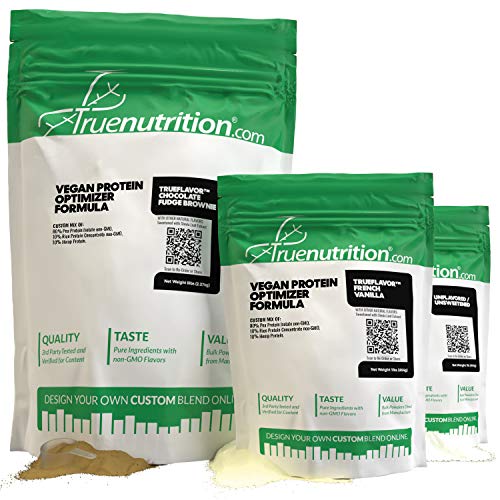 True Nutrition Vegan Protein Optimizer Formula - Non-GMO Plant Based Vegan Protein Powder with Pea Protein Isolate, Rice Protein Concentrate, and Hemp Protein - Vanilla - 1LB