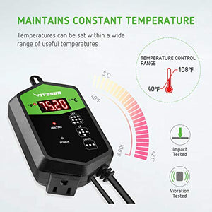 VIVOSUN Digital Heat Mat Thermostat Temperature Controller 40–108 ºF for Seedlings, Germination, Rooting, Fermentation and Reptiles