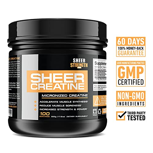 500g Micronized Creatine Monohydrate Powder - Muscle Builder Supplement - 100 Full Servings - Non-GMO - Packaging May Vary. - Sheer Strength Labs