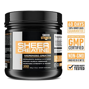 500g Micronized Creatine Monohydrate Powder - Muscle Builder Supplement - 100 Full Servings - Non-GMO - Packaging May Vary. - Sheer Strength Labs