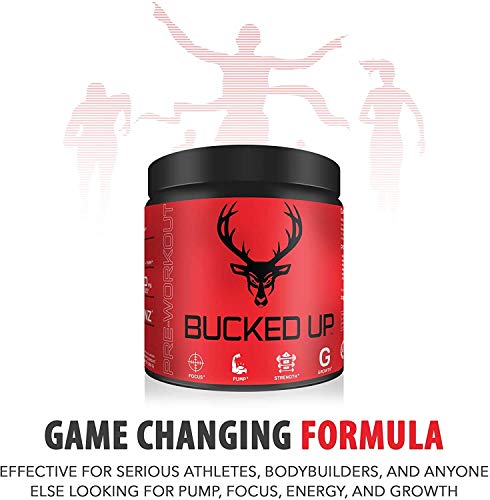 Bucked Up Pre Workout 6 Grams Citrulline, 2 Grams Beta Alanine, and 3 Other Registered trademarked Ingredients (Blue Raz)