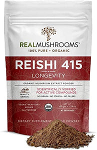 Real Mushroom Reishi Mushroom Powder for Longevity (45 Servings) Vegan, Organic, Non-GMO Reishi Extract, Reishi Mushroom Supplement for Relaxation, Better Sleep, Overall Wellness, Safe for Pets