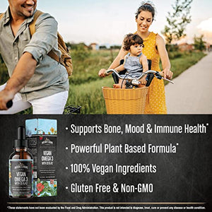 All Vegan Omega 3, Vitamin D3 and K2, Get More 3 in One, EPA DHA Fatty Acids Fish Oil Alternative Burpless Great Tasting Orange Flavor, Plant Based, Sustainable, Supports Brain, Heart Health, 60 Days