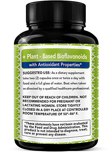 Quercetin 1000mg + Bromelain 300mg per Serving- Quercetin with Bromelain Supplement Complex for Cardiovascular Health, Respiratory System Support, Immune Function & Allergy Support-120 Veggie Capsules