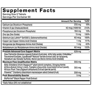 Force Factor Prostate Advanced, Health Supplement for Men for Reducing Nighttime Bathroom Trips, Bladder & Urinary Relief, with Saw Palmetto, Beta-Sitosterol, 180 Tablets (1-Pack)