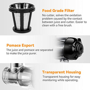 Slow Juicer Attachment for KitchenAid Stand Mixers Replacement, Masticating Juicer Accessories for All Kitchen Aid Mixers by Aikeec, Cold Pressed Juicer Parts, Great for Fruits and Vegetables, Black