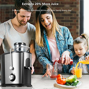 Juicer Centrifugal Juicer Machine for Fruit, Vegetables, 3" Wide Mouth, Updated Motor, Non-slip Design, Silver