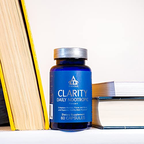 Thrivous Clarity - Enhance Brain Function, Memory, Focus & Mood - Advanced Natural Nootropic Supplement: Synapsa Bacopa Monnieri, L Theanine, Rhodiola Rosea, Vitamin B Complex, Zinc Picolinate
