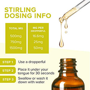 STIRLING - 500mg Real Hemp Oil Extract w/ Citrus Essential Oils, Pure & Potent Hemp Oil Tincture with MCT Oil. Produced from U.S. Non-GMO, Organic Hemp. Powerful Extract has 1000x Potency!