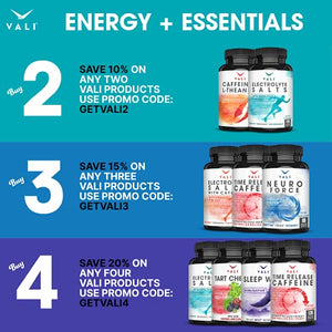 VALI Time Release Caffeine 100mg Pills - Smart Slow Release for Extended Energy & Focus. Advanced Nootropic Supplement. Brain Booster for Active Performance, Alertness & Clarity. 120 Veggie Capsules