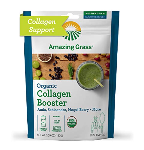 Amazing Grass Vegan Collagen Booster: Plant Based Collagen Support Smoothie Booster with Amla, Schisandra & Maqui Berry, 30 Servings