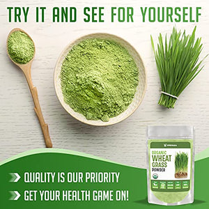 XPRS Nutra Organic Wheatgrass Powder - Whole Leaf Wheat Grass Powder - Made from Wheat Grass Powdered Organic Leaves - Vegan Friendly, Clean Sourced Organic Wheatgrass Powder (8 oz)