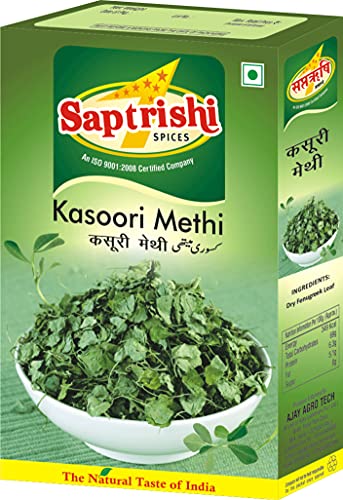 Saptrishi Kasoori Methi Fenugreek Leaves Indian Herb & Spices 100 Gram 3.5oz - Pack of 1