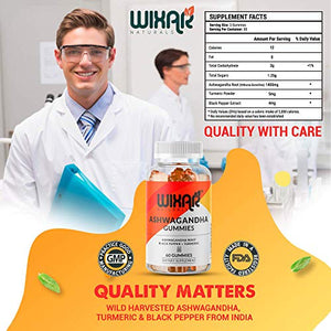 Wixar Naturals Ashwagandha Gummies with Turmeric and Black Pepper Extract - Herbal Gummy Supplement for Stress Relief, Anti Anxiety, Relaxation, Mood Immune & Thyroid Support