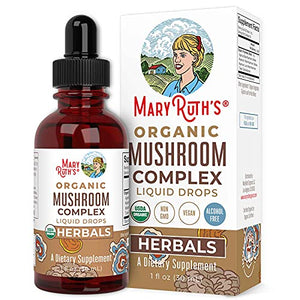 USDA Organic Mushroom Complex by MaryRuth's | Herbal Liquid Drops | Immune Support, Cognitive Function, Stress Relief, Overall Wellness | Non-GMO, Vegan, Alcohol Free Tincture | 1 oz, 30 Servings