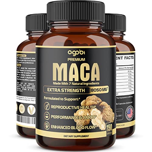 7in1 Premium Maca Root Capsules with Ashwagandha, Ginseng, Tribulus Terrestris and More Equivalent 8050mg - Natural Energy, Performance and Mood Support - 150 Capsules 5-Month Supply